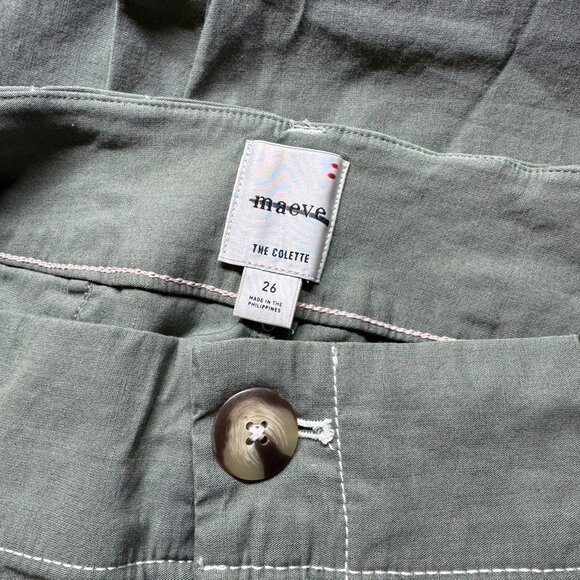 New Anthropologie The Colette Linen Wide Leg Pants Maeve Magic Green 26 - Picture 7 of 10